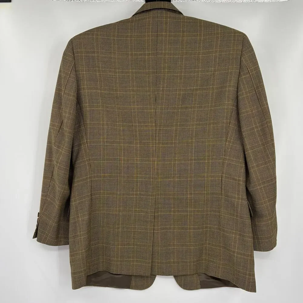 Vtg Barneys New York Wool Glen Plaid Men Blazer Sz 50 Old Money Preppy Heritage